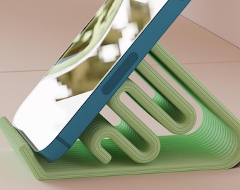 Modern Wavy Phone Stand for iPhone & iPad | Layered Desk Holder | Tablet Stand | 3D Printed Phone Dock | Minimalist Design | 30+ Colors