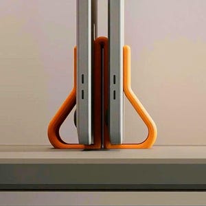 Dual Laptop Stand Vertical | Desk Accessories MacBook Holder | Space Saving Home Office Organizer | 27 Colors