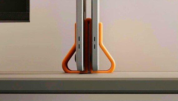 Dual Laptop Stand Vertical | Desk Accessories MacBook Holder | Space Saving Home Office Organizer | 30+ Colors