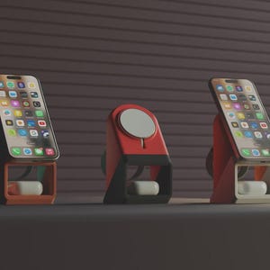 3-in-1 MagSafe Charging Stand for iPhone, Apple Watch & AirPods – Modern Desk Organizer Dock – Apple Trio Charger Station