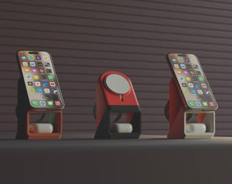 3-in-1 Charging Station | MagSafe iPhone Watch AirPods Dock | Apple Ecosystem Organizer | Ultimate Tech Present | Stand Only