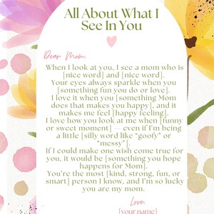 Carta para el Día de la Madre de los Niños – Imprimible para Completar – Un Regalo Divertido para Mamá
