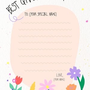 Carta para rellenar "La mejor abuela del mundo" / Imprimible para el Día de la Madre para niños / Regalo editable de descarga instantánea de parte de los nietos