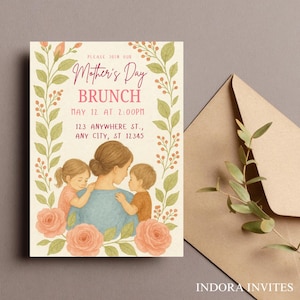 Mother’s Day Brunch Invitation Card | Editable Template & Instant Digital Download