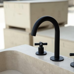 Handcarved beige travertine marble vessel sink by Marblyart, custom made to order — photo 6 of 11