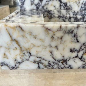 Handcarved natural marble marble floating vanity sink by Marblyart, custom made to order — photo 3 of 11