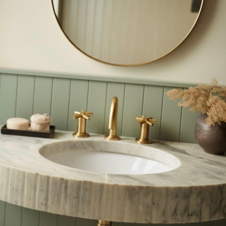 Handcarved Carrara marble vessel sink by Marblyart, custom made to order — photo 8 of 10