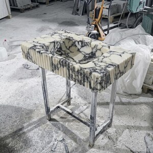 Calacatta Viola Marble wall mount sink — full wide shot (photo 17)