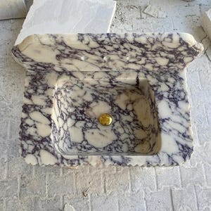 Calacatta Viola Marble square vessel sink — top-down view (photo 6)