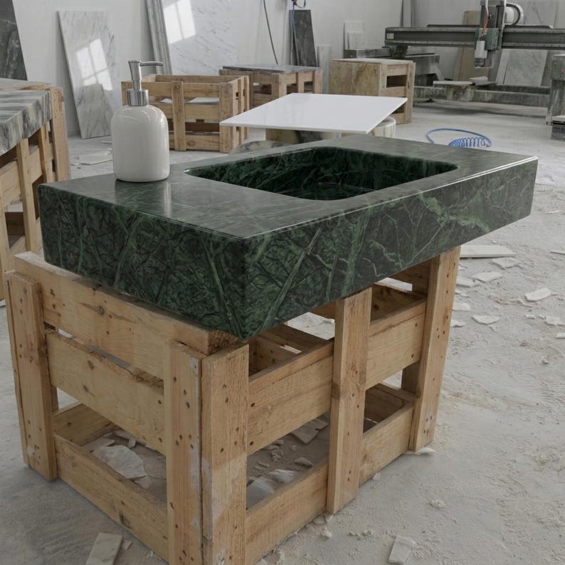 Verde Marble wall mount sink — low-angle view (photo 13)