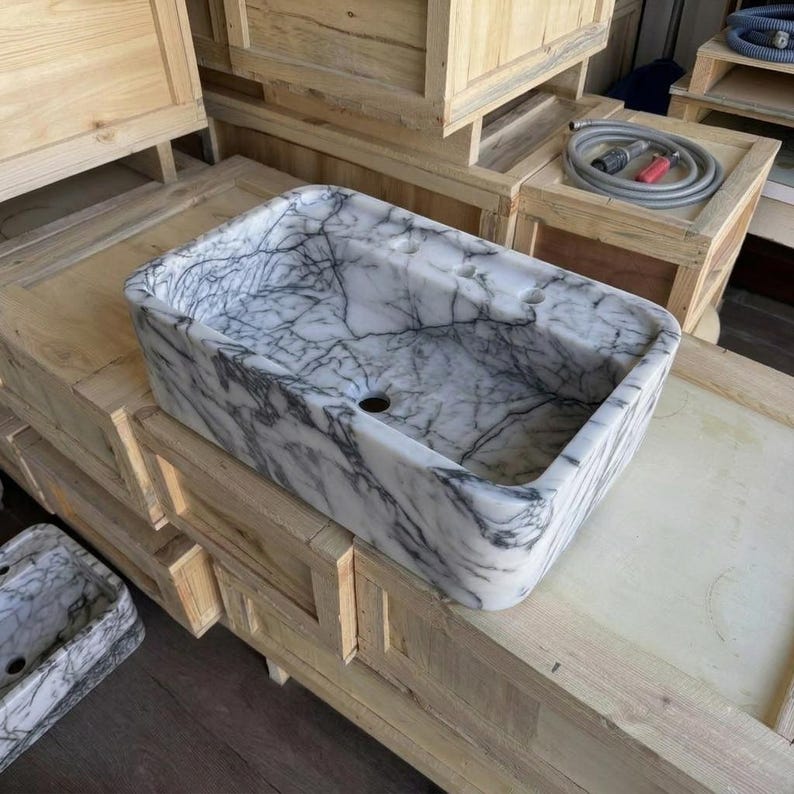 Lilac Marble square vessel sink — full wide shot (photo 9)