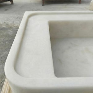 Handcarved Carrara marble floating vanity sink by Marblyart, custom made to order — photo 6 of 7