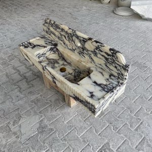Calacatta Viola Marble fluted vessel sink — product photograph