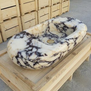 Calacatta Viola Marble wall mount sink — product photograph (photo 18)