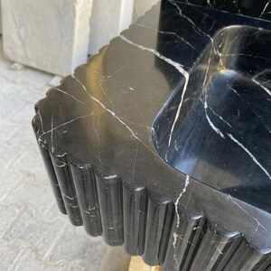 Nero Marquina Marble square vessel sink — close-up of marble veining (photo 16)