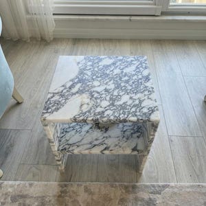 Handcarved Calacatta Viola marble coffee table by Marblyart, custom made to order — photo 2 of 9