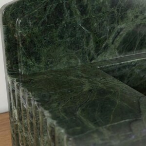 Handcarved Verde green marble wall mounted sink by Marblyart, custom made to order — photo 4 of 14