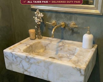 Calacatta Gold Waschbecken, Luxus Badezimmer Waschtisch Dekor, maßgeschneiderte Größen, handgeschnitzt