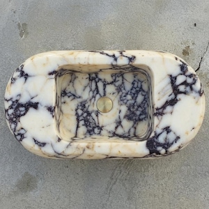 Calacatta Viola Marble wall mount sink — top-down view (photo 6)