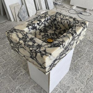 Calacatta Viola Marble wall mount sink — product photograph (photo 17)
