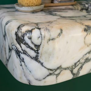 Handcarved natural marble marble floating vanity sink by Marblyart, custom made to order — photo 12 of 15