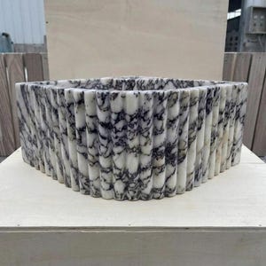 Calacatta Viola Marble fluted vessel sink — front view