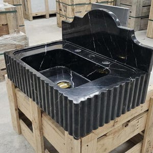 Handcarved natural marble marble floating vanity sink by Marblyart, custom made to order — photo 11 of 11