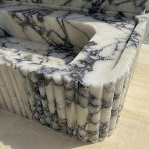 Handcarved Calacatta Viola marble vessel sink by Marblyart, custom made to order — photo 4 of 14