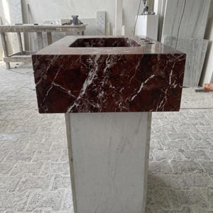 Calacatta Viola Marble wall mount sink — left side view (photo 4)