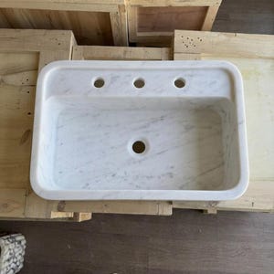 Handcarved Carrara marble vessel sink by Marblyart, custom made to order — photo 13 of 13