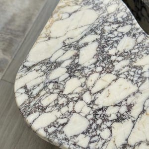Handcarved Calacatta Viola marble coffee table by Marblyart, custom made to order — photo 2 of 15