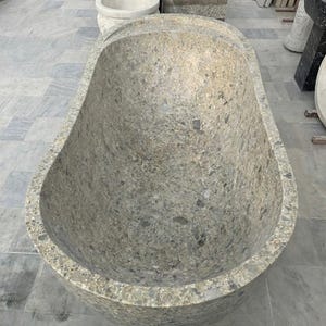 Handcarved natural marble marble freestanding bathtub by Marblyart, custom made to order — photo 5 of 15