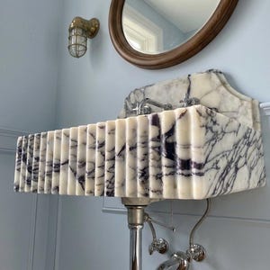 Handcarved natural marble marble floating vanity sink by Marblyart, custom made to order — photo 5 of 12