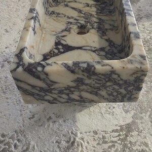 Handcarved Calacatta Viola marble vessel sink by Marblyart, custom made to order — photo 10 of 13