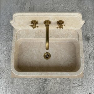 Beige Travertine wall mount sink — bird's eye view (photo 19)