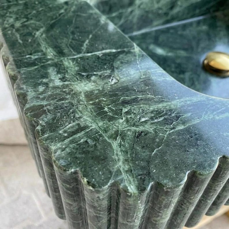 Calacatta Viola Marble square vessel sink — close-up of marble veining (photo 16)