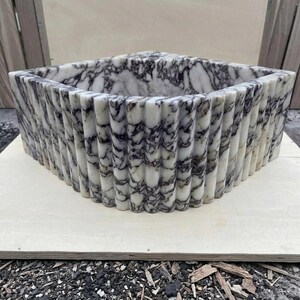 Calacatta Viola Marble fluted vessel sink — low-angle view (photo 13)