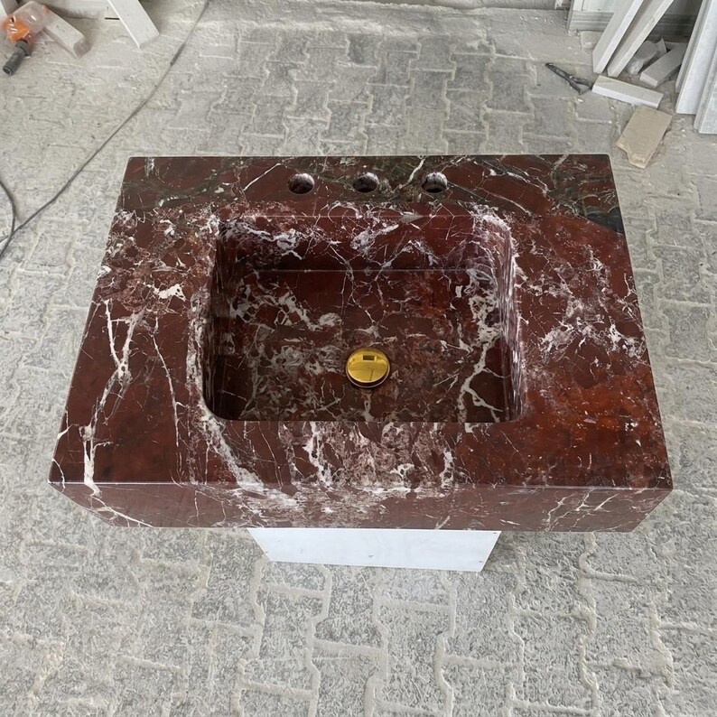 Calacatta Viola Marble wall mount sink — bird's eye view (photo 20)