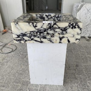 Calacatta Viola Marble wall mount sink — product photograph (photo 3)