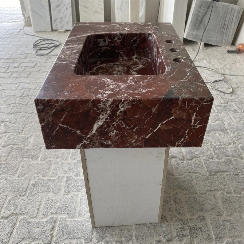 Calacatta Viola Marble wall mount sink — right side view (photo 5)