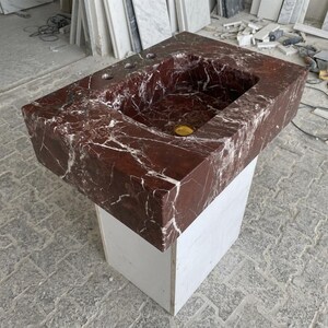 Calacatta Viola Marble wall mount sink — high-angle view (photo 13)