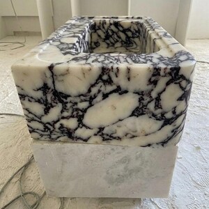 Calacatta Viola Marble square vessel sink — front view (photo 6)