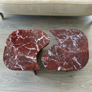Handcarved Rosso Levanto marble coffee table by Marblyart, custom made to order — photo 4 of 11