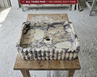 Calacatta Viola Vessel Sink, Luxury Bathroom Vanity Decor, Bespoke Sizes, Hand Carved