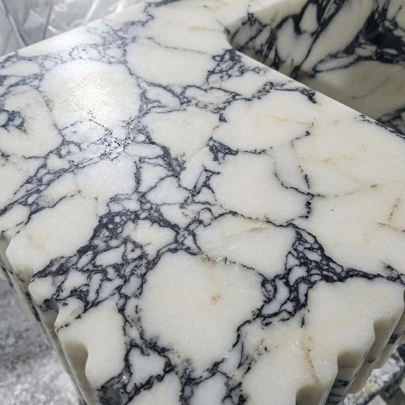 Calacatta Viola Marble wall mount sink — close-up of marble veining (photo 16)