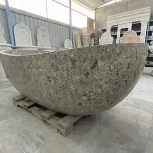 Handcarved natural marble marble freestanding bathtub by Marblyart, custom made to order — photo 6 of 15
