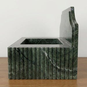 Handcarved Verde green marble wall mounted sink by Marblyart, custom made to order — photo 7 of 14