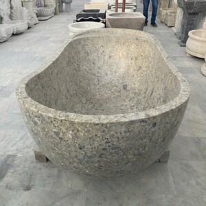 Handcarved natural marble marble freestanding bathtub by Marblyart, custom made to order — photo 13 of 15