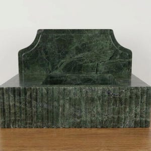 Handcarved Verde green marble wall mounted sink by Marblyart, custom made to order — photo 3 of 14