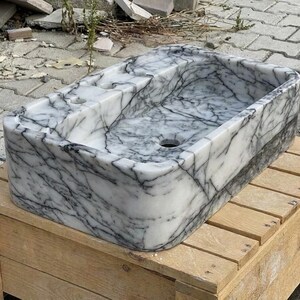 Handcarved Lilac marble vessel sink by Marblyart, custom made to order — photo 3 of 15